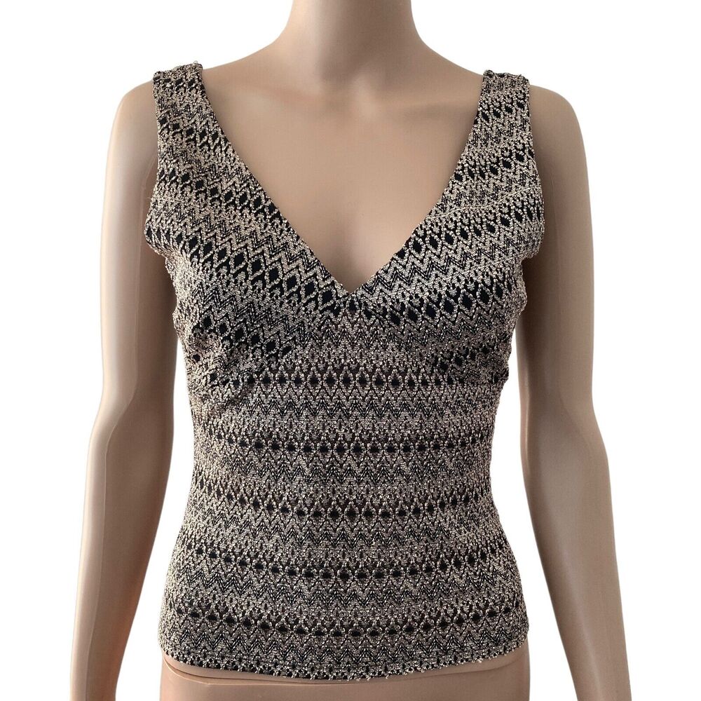 Rhapsodielle Tank Top Womens Small Bronze Black Textured Stretch